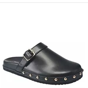 New In Box French Connection Chello Buckle Faux Leather Clog Size 6